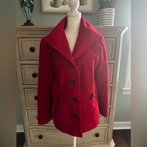 Red pea coat. Excellent condition